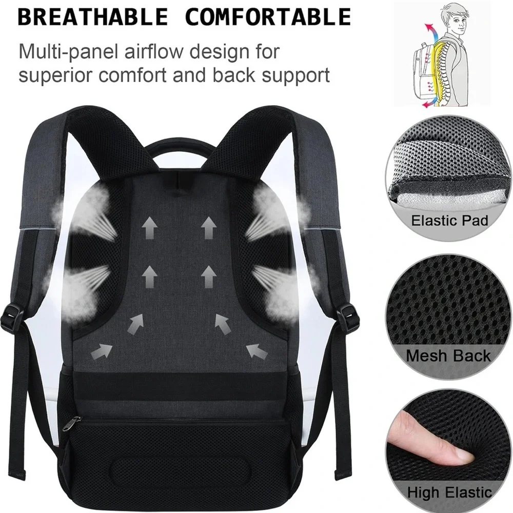Laptop‎ Backpack Business Travel Anti Theft Slim Durable with USB Black NEW